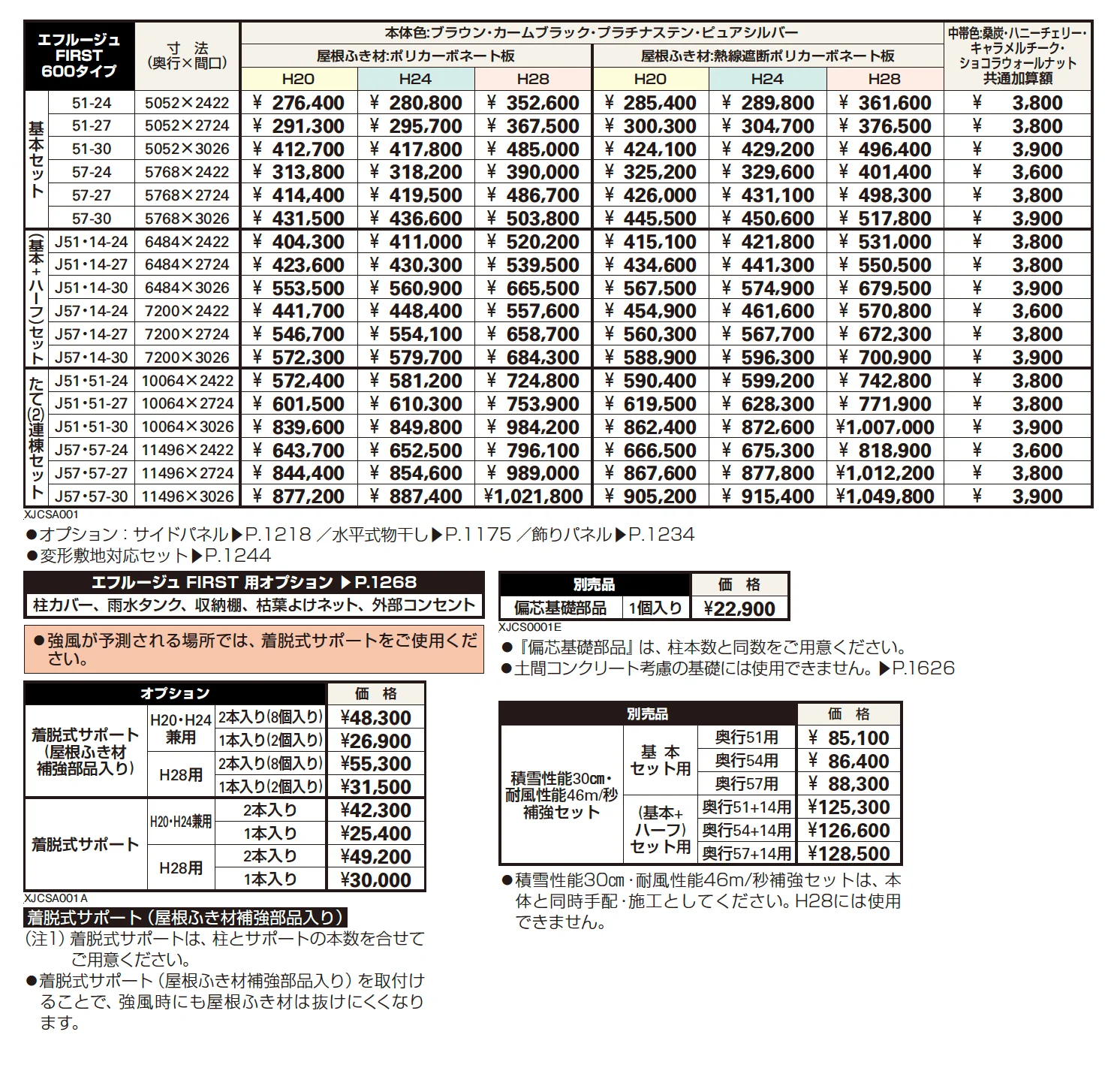 エフルージュ FIRST 600タイプ 基本セット/(基本+ハーフセット)/たて(2)連棟セット【2023年版】_価格_1