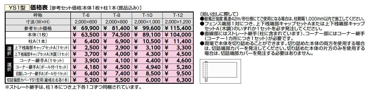 フェンスAA(木調) YS1型【2023年版】_価格_1