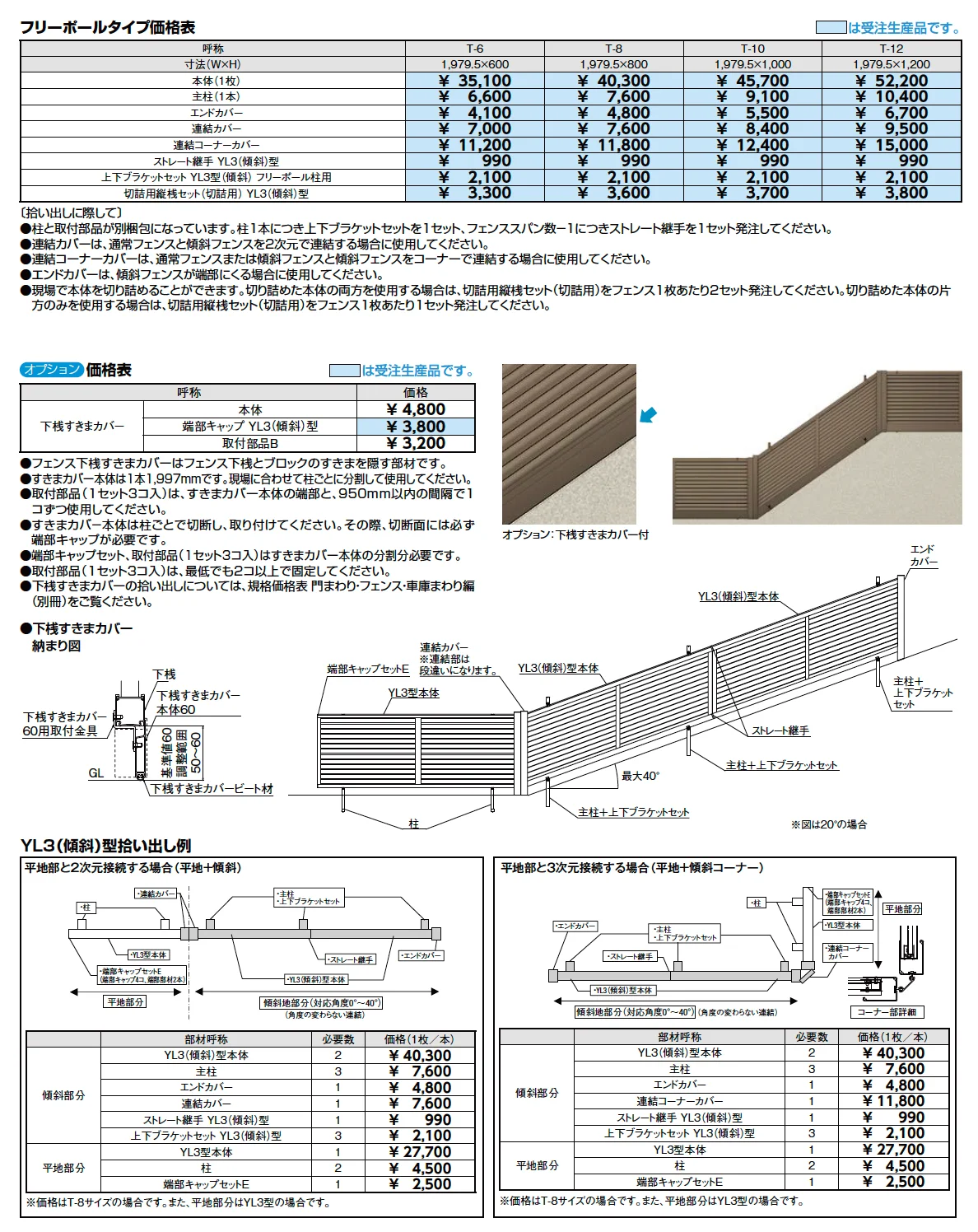 フェンスAB YL3(傾斜)型(横ルーバー)【2023年版】_価格_1