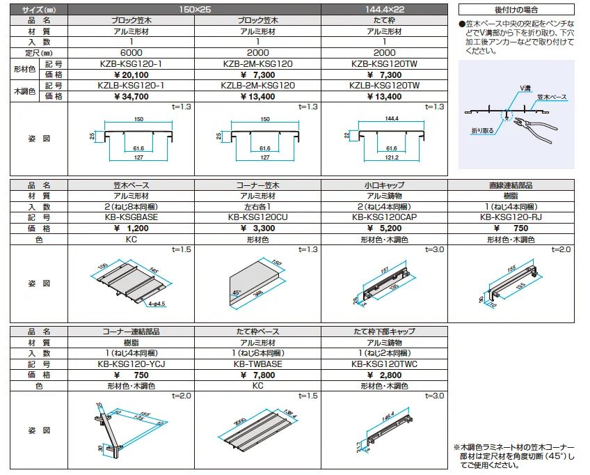 ドレスパーツ ブロック笠木材（ブロック厚120mm用）【2023年版】_価格_1