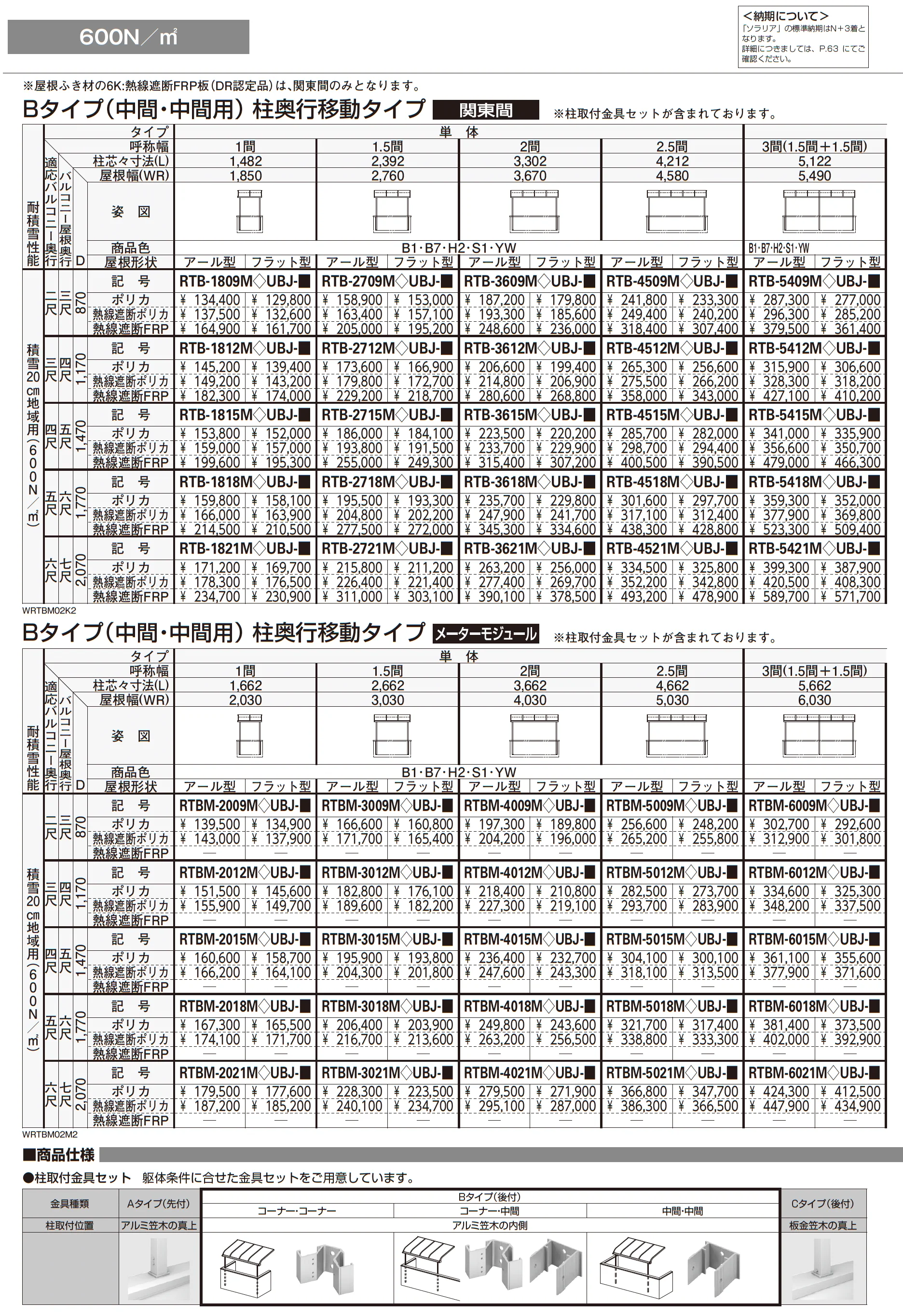 ソラリア 躯体式バルコニー屋根 壁付納まり【2025年版】_価格_3