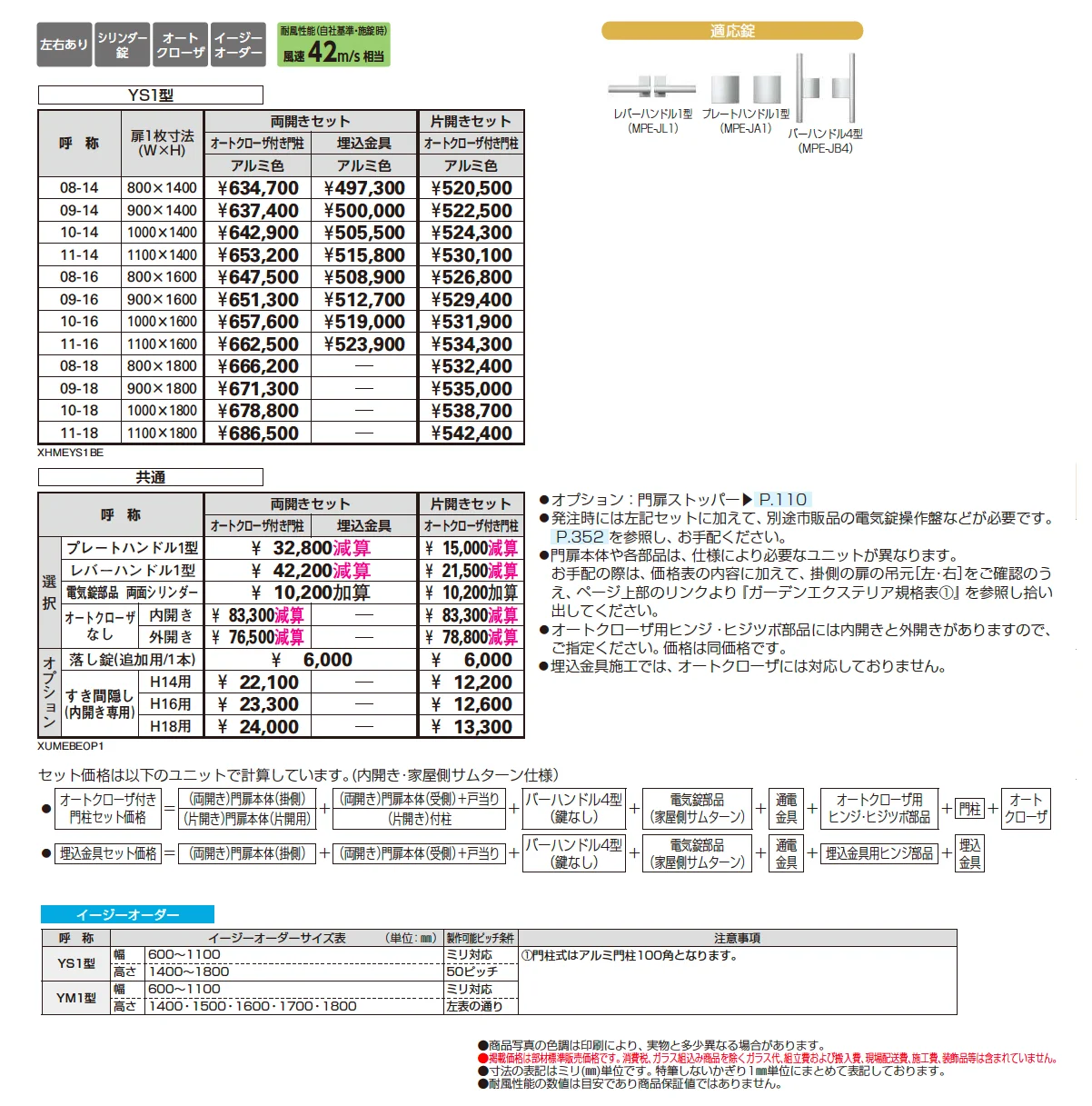 電気錠付共用門扉 シンプレオ 門扉 YS1型【2025年6月発売】【2025年版】_価格_1