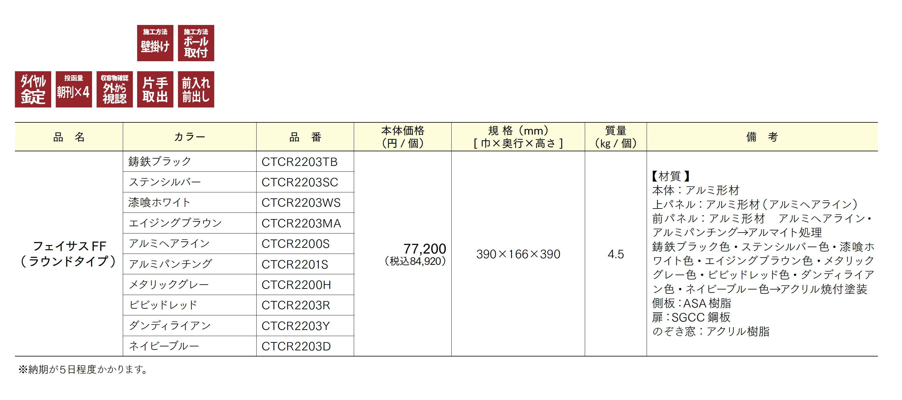 フェイサスFF(ラウンドタイプ)_価格_1