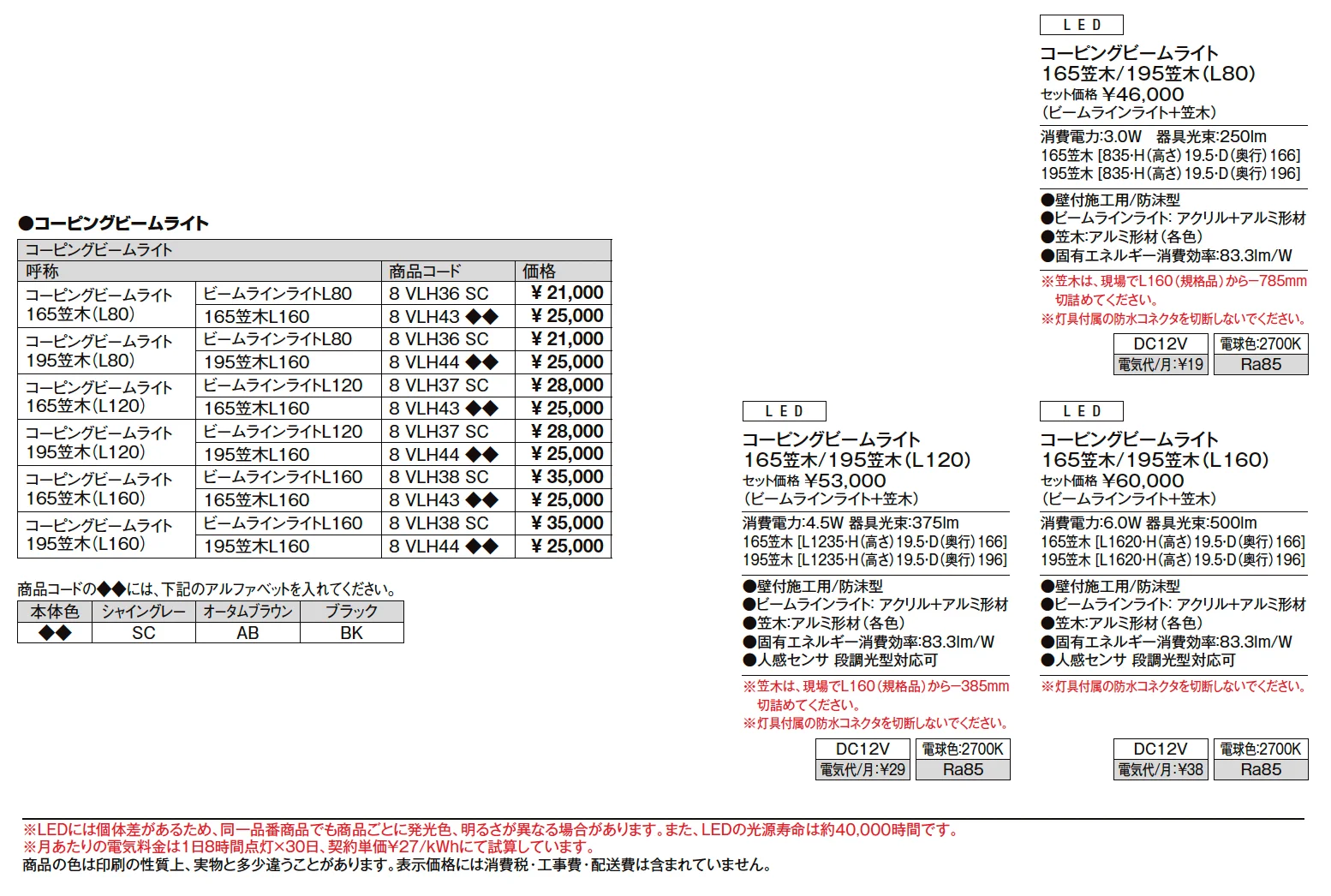 コーピングビームライト L80、L120 、L160【2024年版】_価格_1