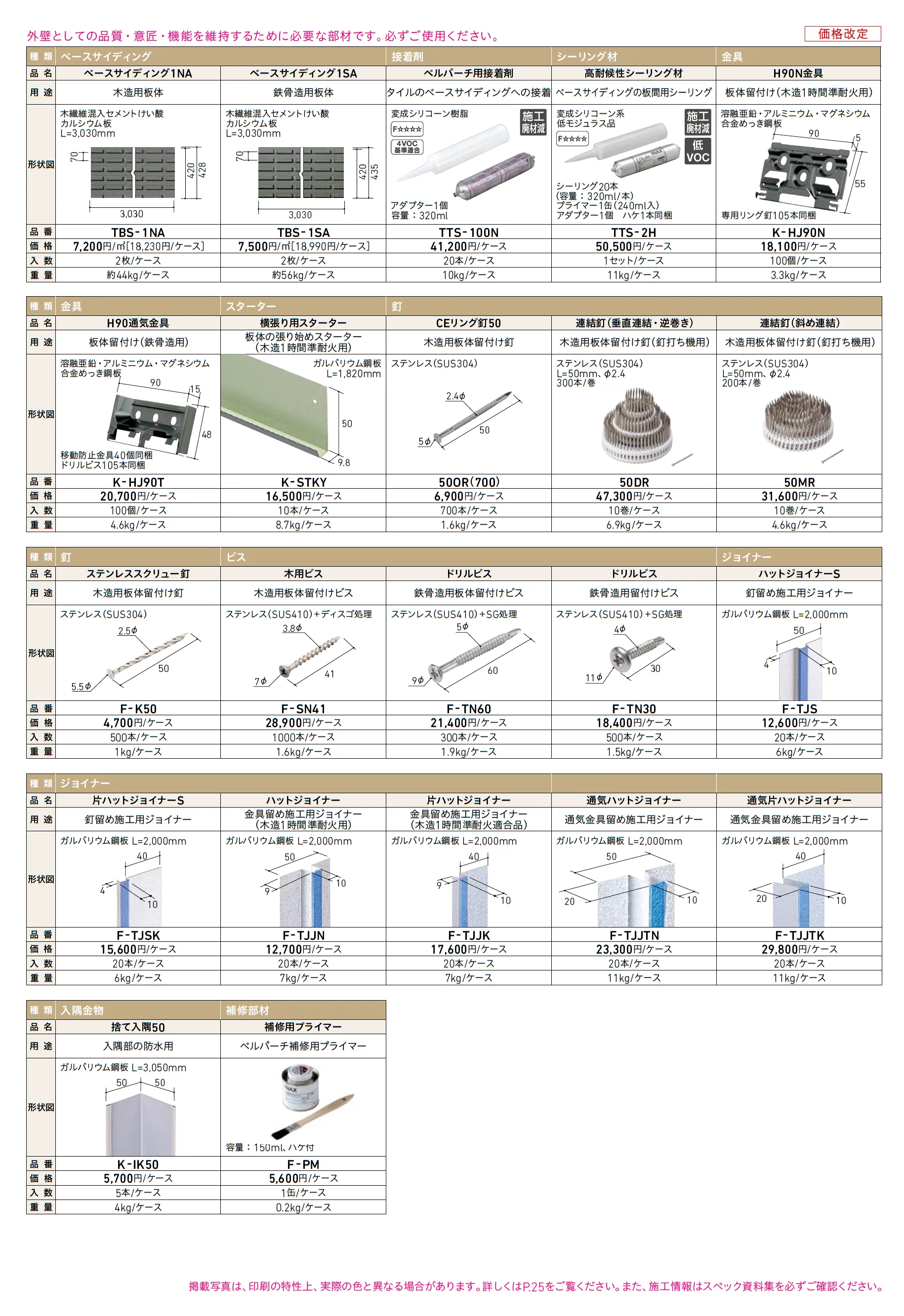ベルパーチ 主要構成部材_価格_1