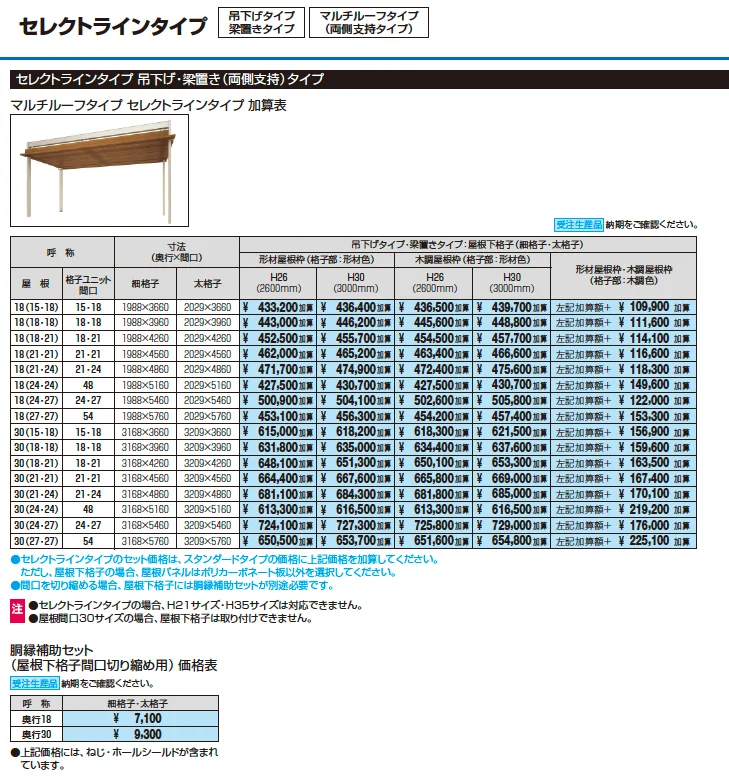 U.スタイル アゼスト セレクトラインタイプ 吊下げタイプ・梁置きタイプ(マルチルーフタイプ(両側支持タイプ))【2023年版】_価格_1