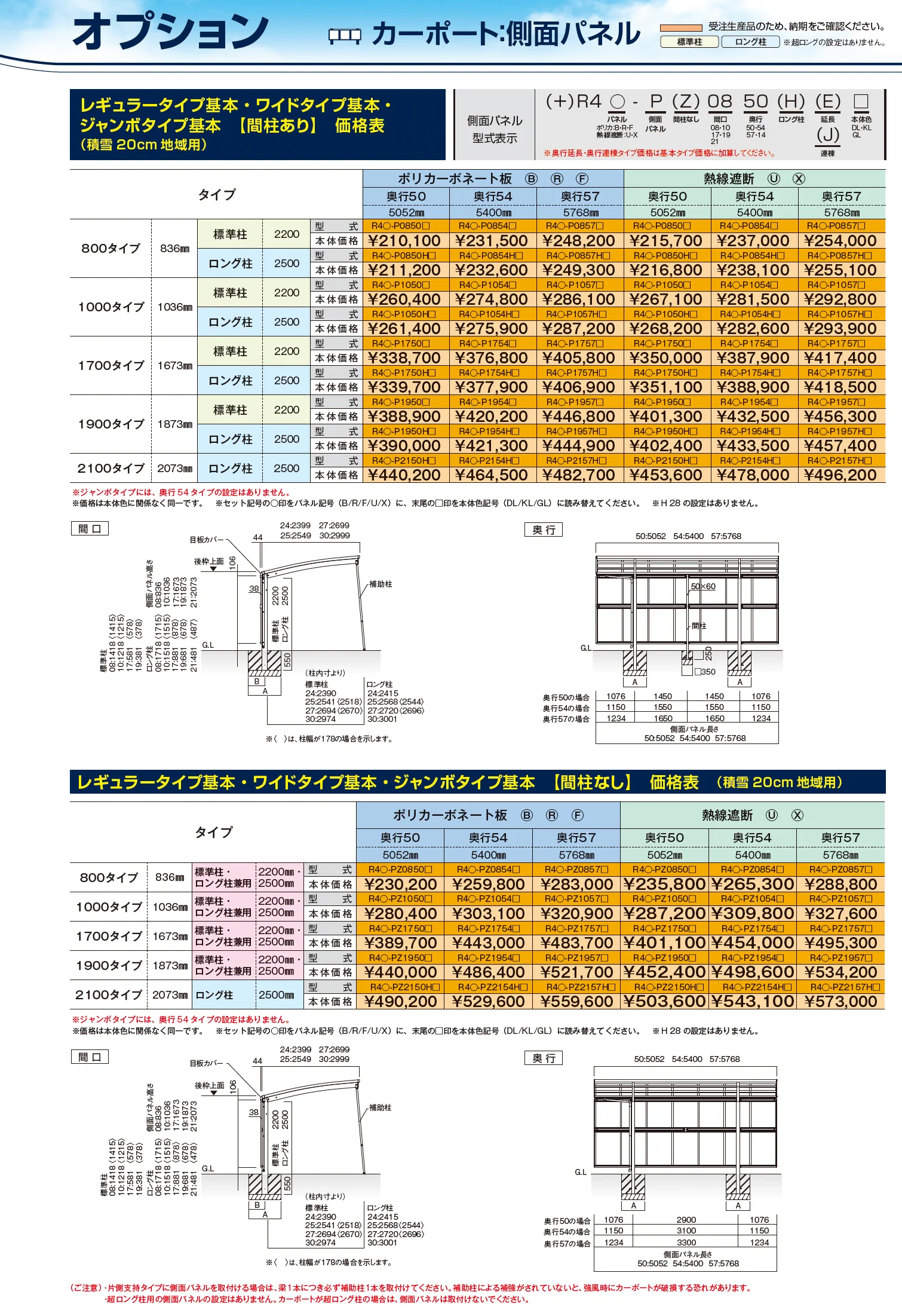 リアルポートⅣ ジャンボタイプ カーポート：基本(3台用)・奥行延長(3台用+α) ・奥行連棟(6台用)【2025年版】【廃番】_価格_2