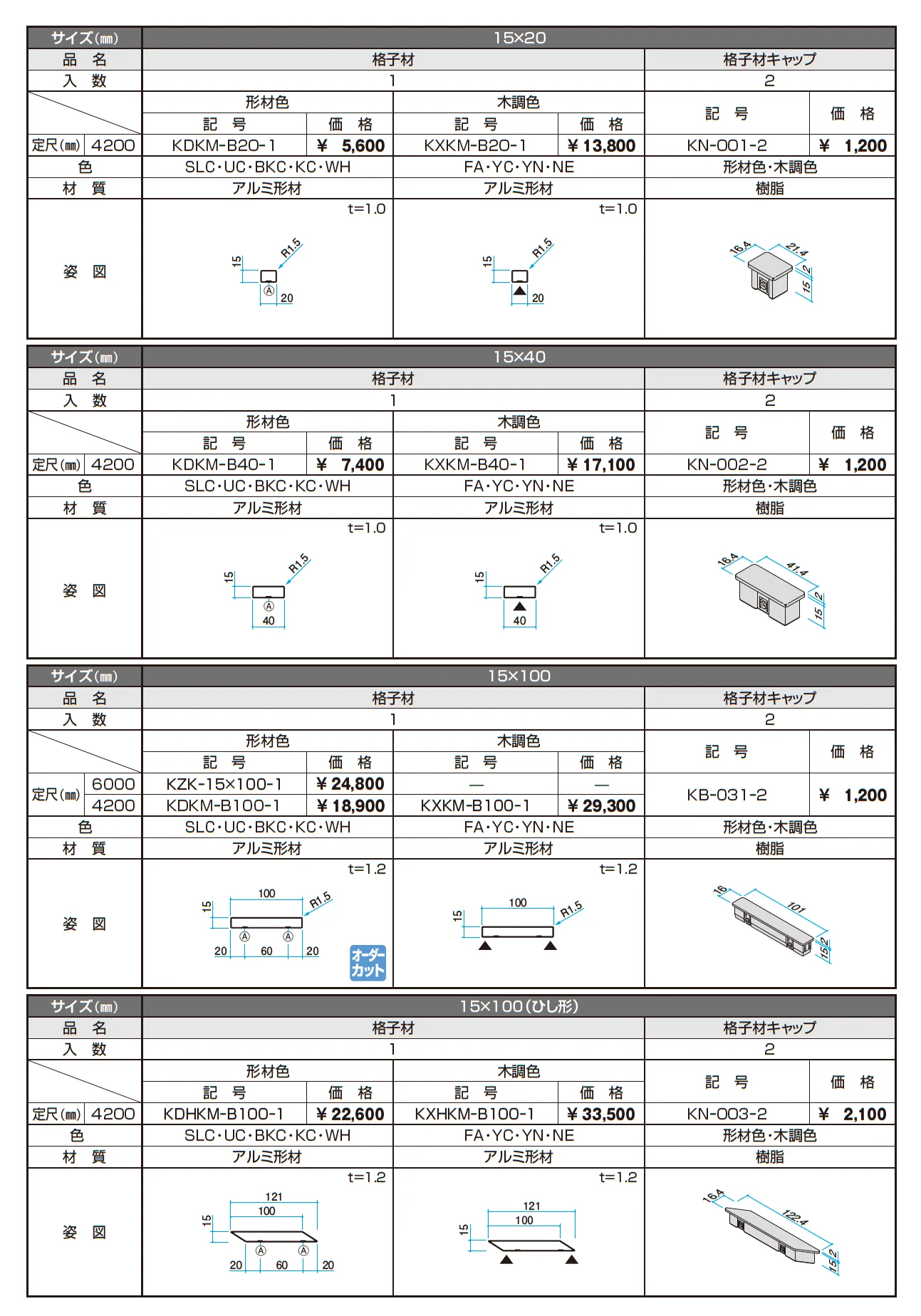 ドレスパーツ 格子材_価格_2