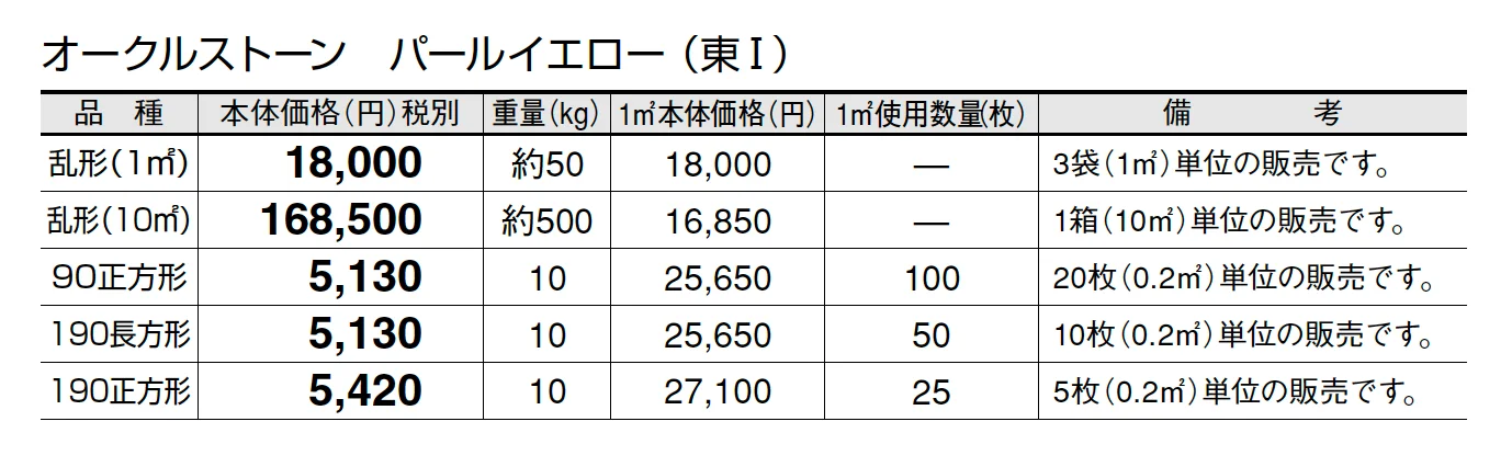 オークルストーン パールイエロー【2025年版】_価格_1