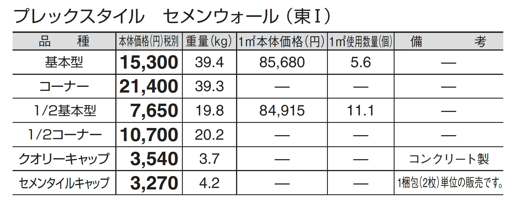 プレックスタイル セメンウォール_価格_1