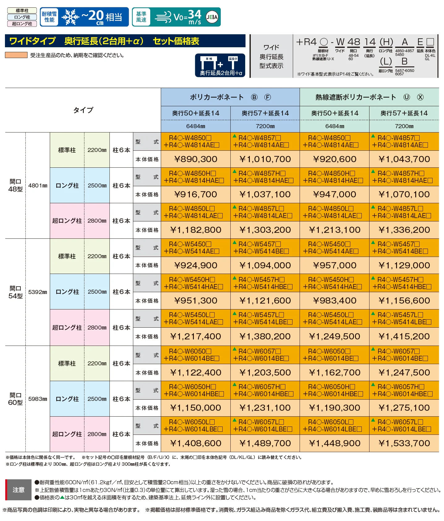 リアルポートⅣ ワイドタイプ カーポート：奥行延長(2台用+α)・奥行連棟(4台用)_価格_1