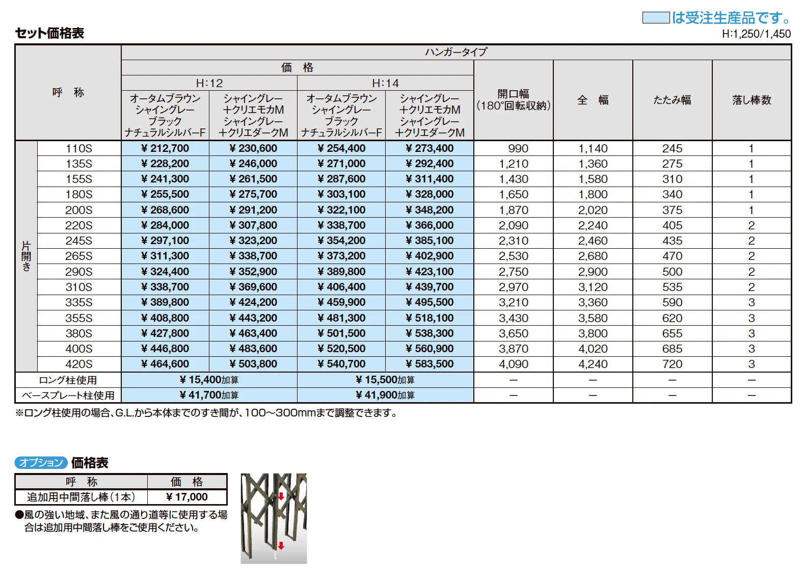 伸縮門扉QA HG型(ハンガータイプ・片開き)【2023年版】_価格_1