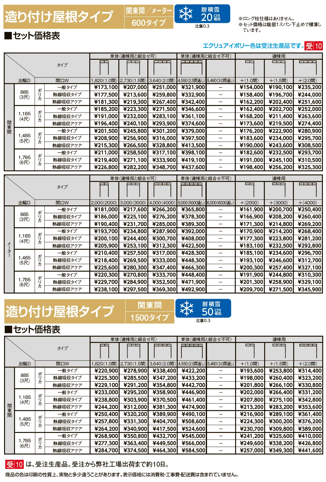 シュエット 造り付け屋根タイプ 関東間【2024年版】_価格_1
