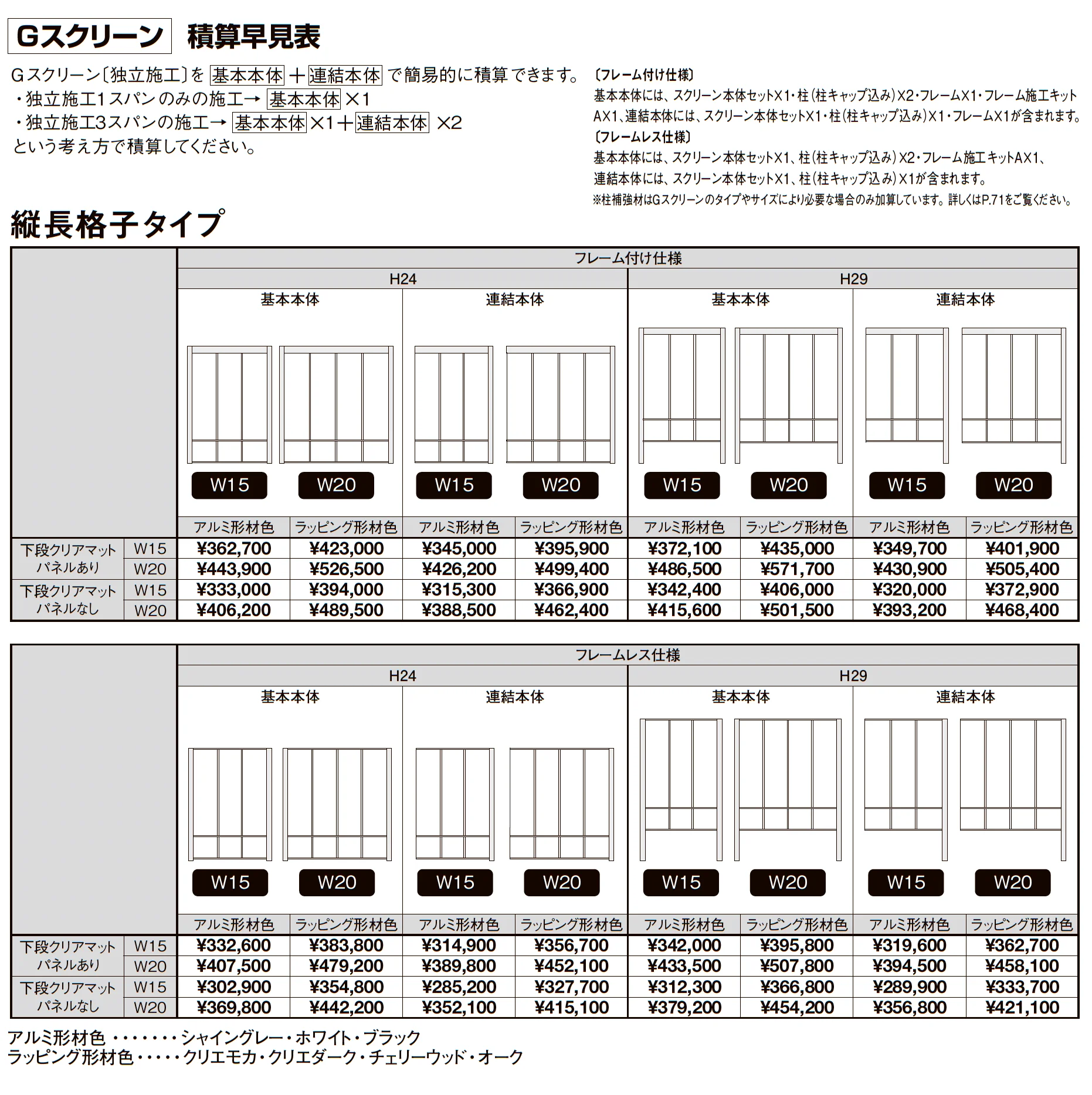 プラスG Gスクリーン 縦長格子タイプ_価格_2