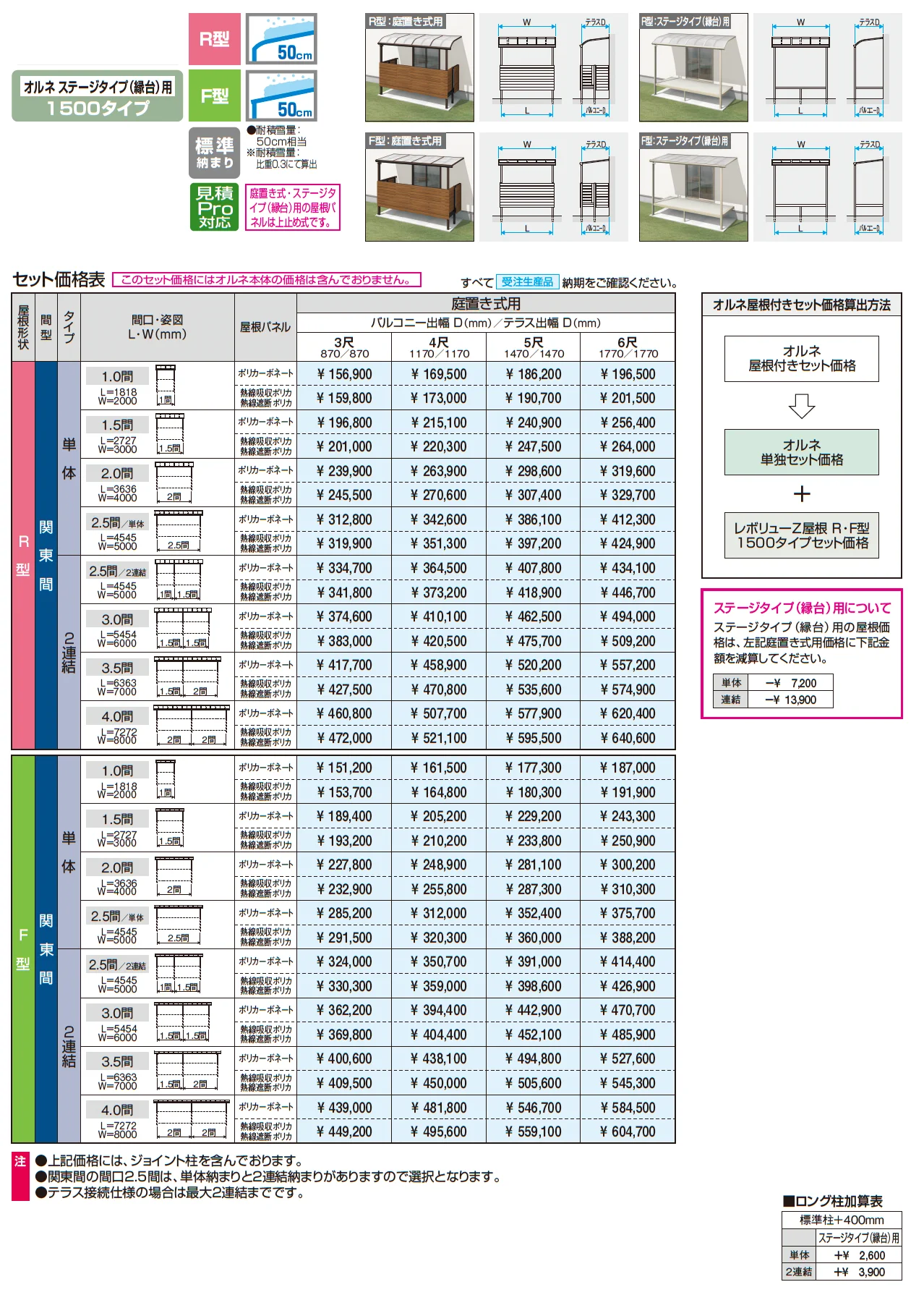レボリューZ屋根(オルネ ステージタイプ(縁台)用 1500タイプ 標準納まり)【2025年10月価格改訂版】_価格_1