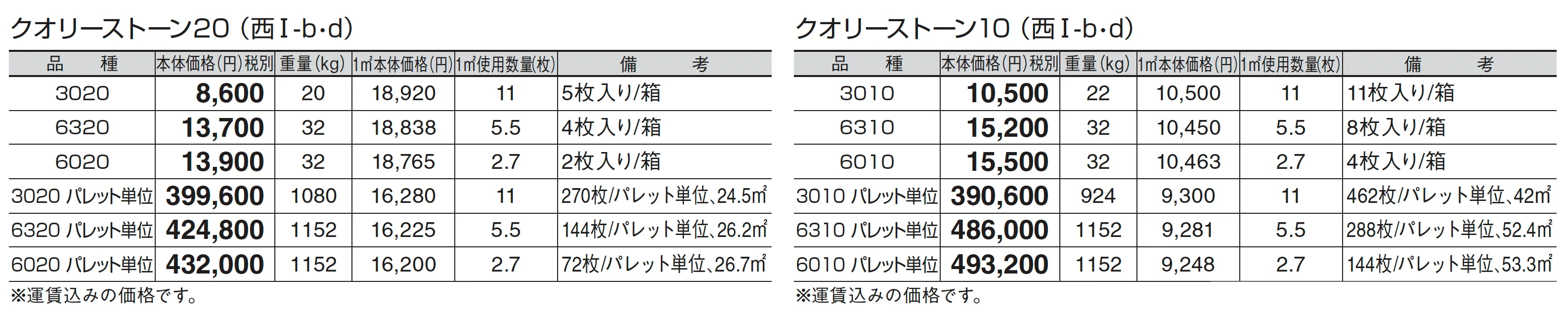 クオリーストーン 20/クオリーストーン 10_価格_4