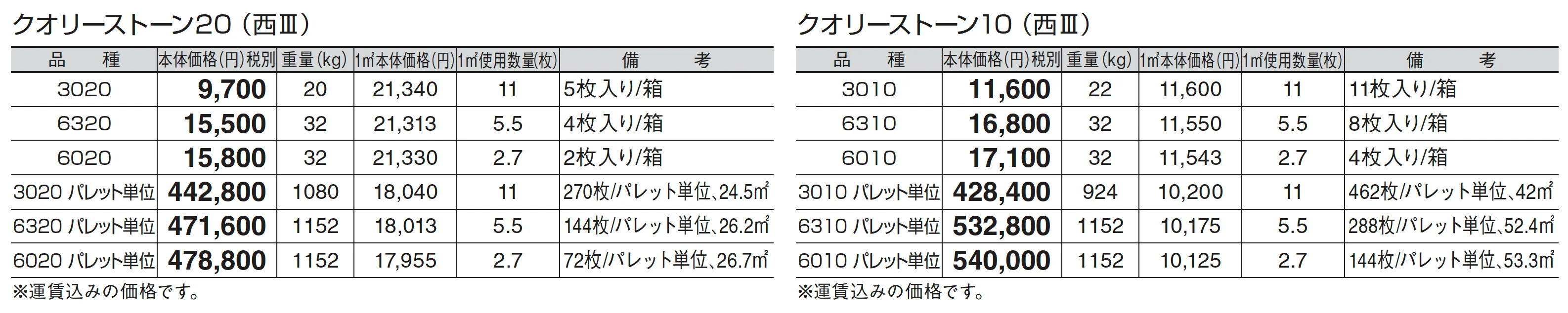 クオリーストーン 20/クオリーストーン 10_価格_5