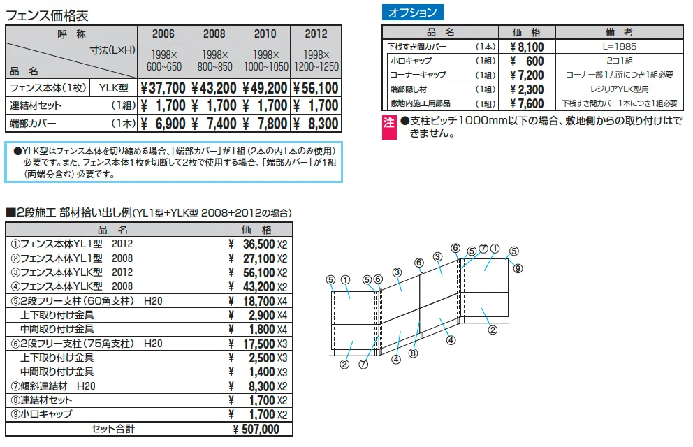 2段フリー支柱【75角支柱】レジリア YLＫ型(傾斜ルーバータイプ)【2025年版】_価格_2