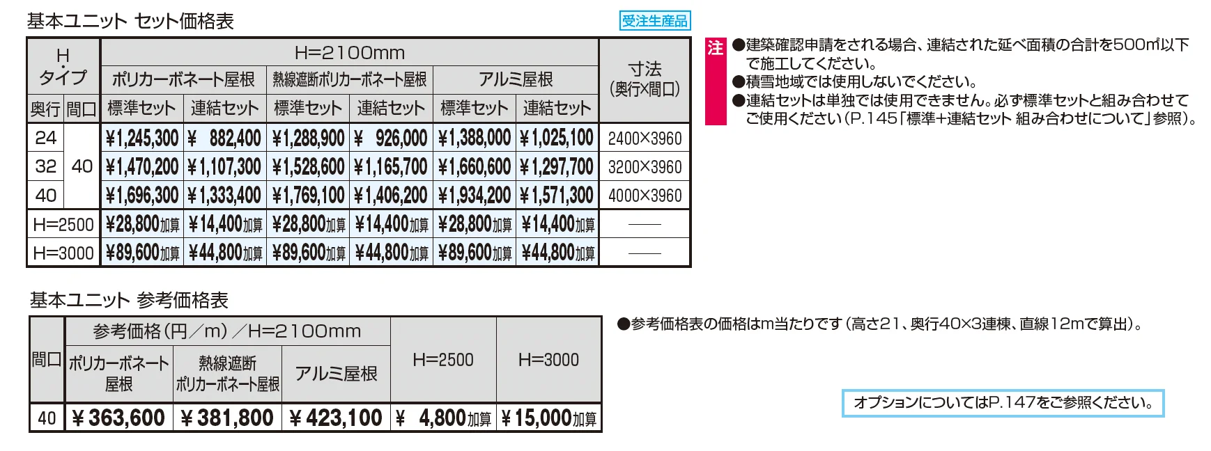 ブレラウェイS 両支持タイプ 一般地域型 間口40タイプ 基本ユニット_価格_1