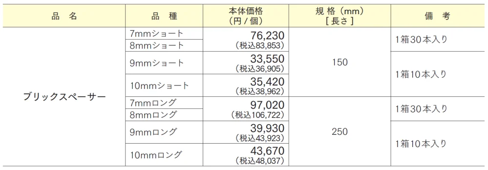 ブリックスペーサー【2024年版】_価格_1
