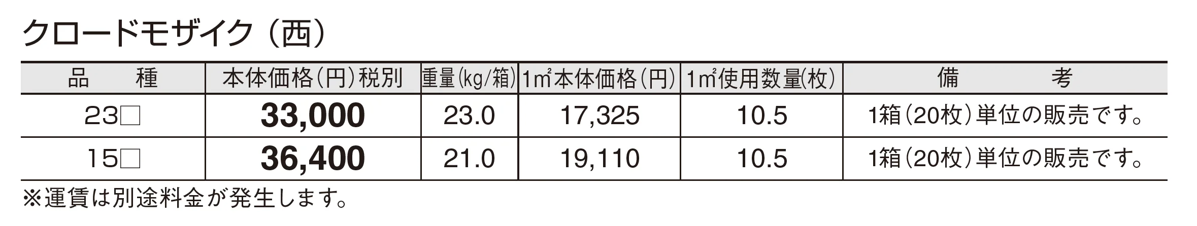 クロードモザイク_価格_2