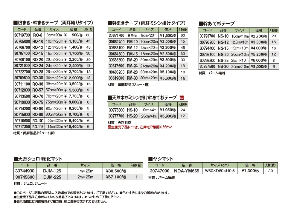 緑化樹用テープ/緑化マット/ヤシマット【2024年版】_価格_1