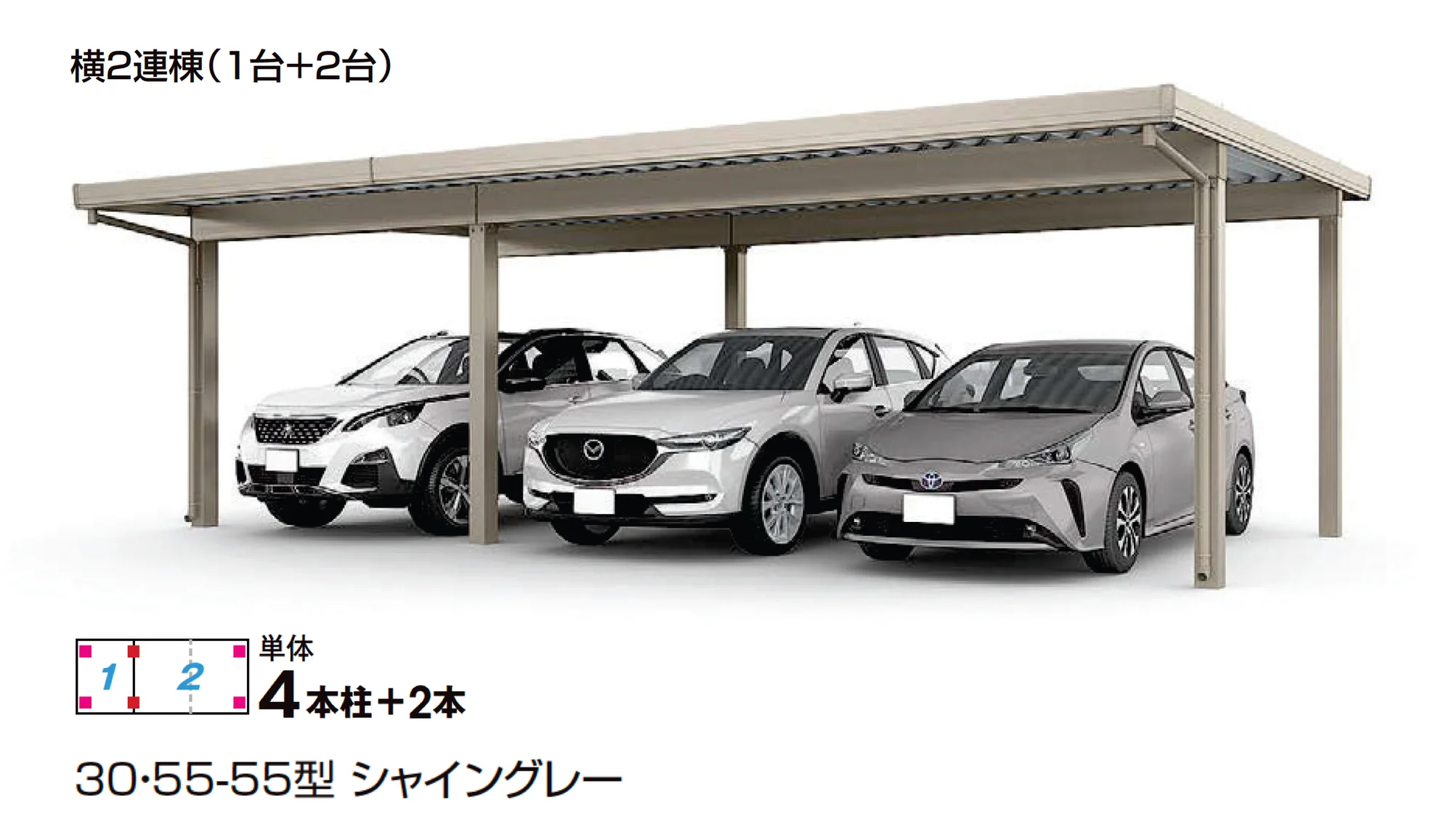 LIXILの「カーポートST 3000タイプ 3台用」のサブ画像2