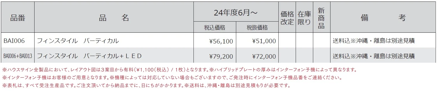 インターホンカバー フィンスタイル バーティカル【2024年版】_価格_1