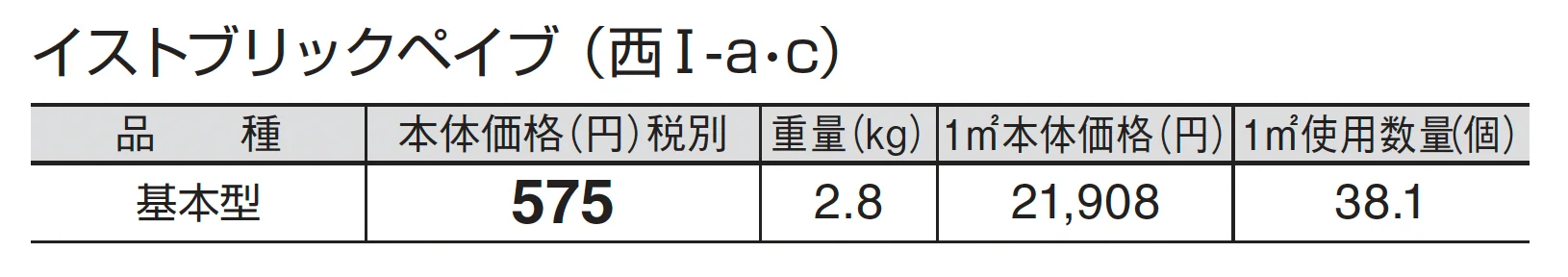 イストブリックペイブ_価格_3