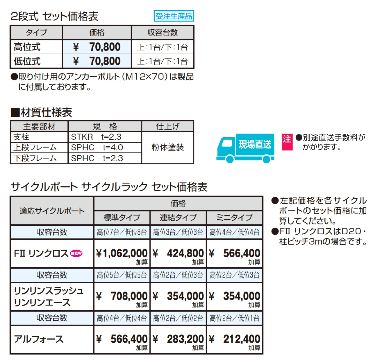 サイクルラック SFｰ1型 2段式【2025年10月価格改訂版】_価格_1