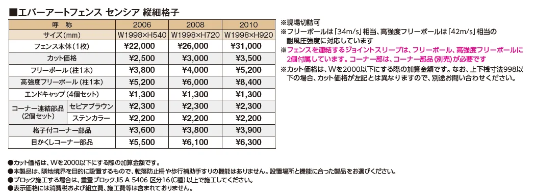 エバーアート®︎フェンス センシア 縦細格子【2024年版】_価格_1
