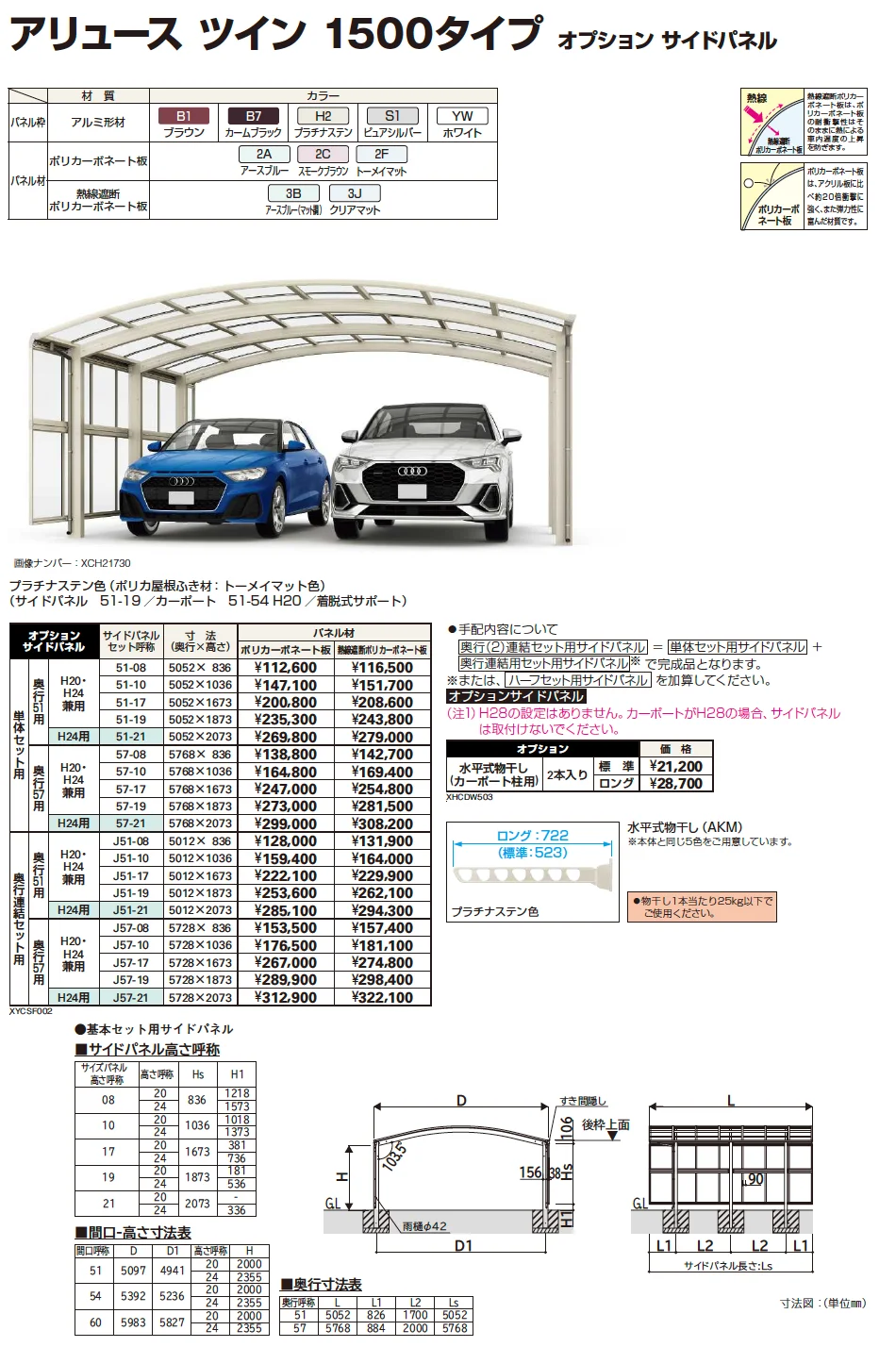 YKK AP アリュース ツイン 1500タイプ オプション サイドパネル（2023年版）1