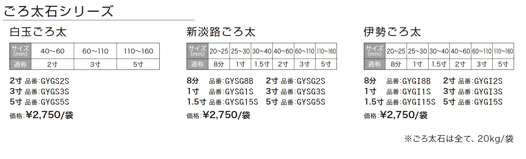 ごろ太石シリーズ【2024年版】_価格_1