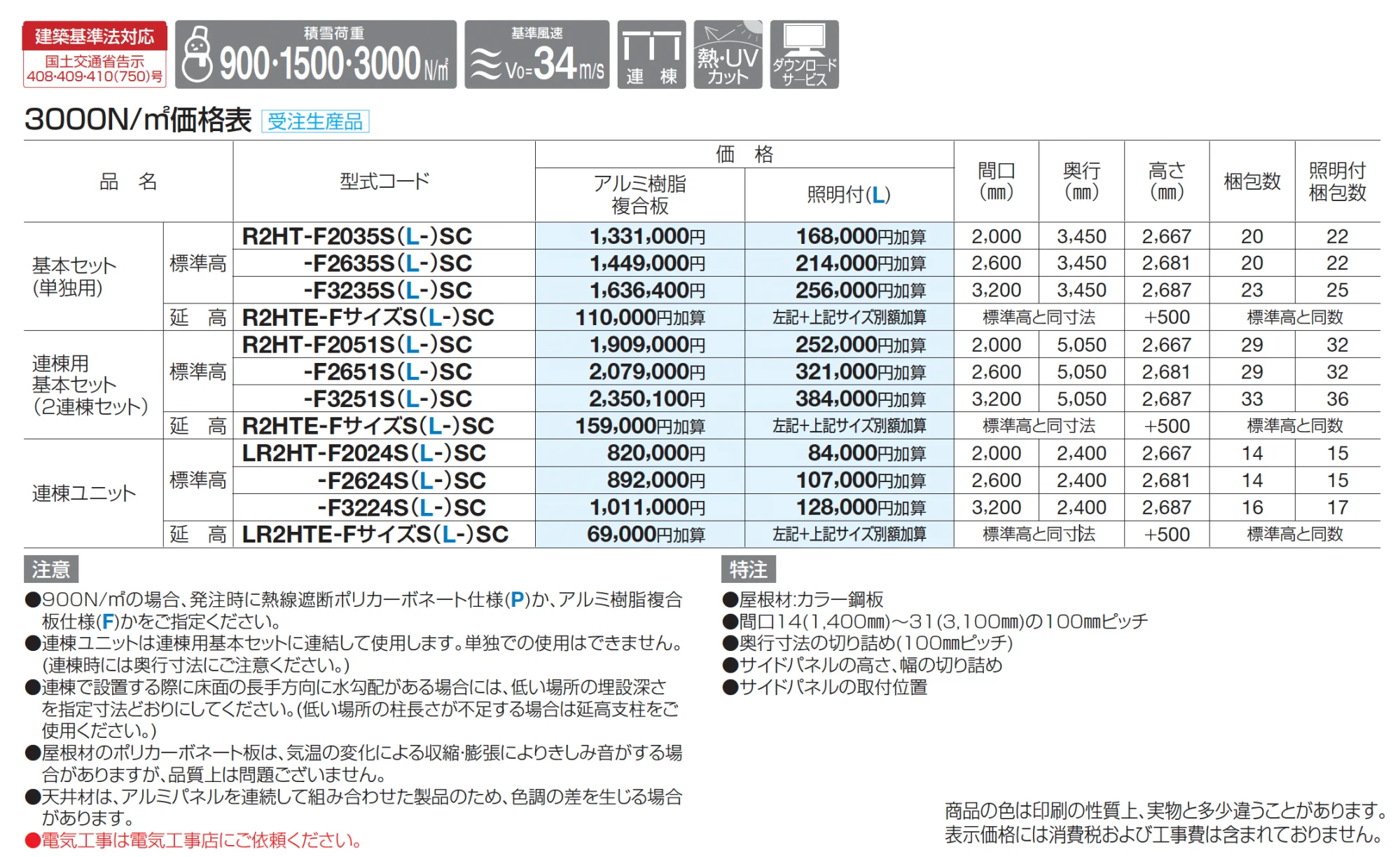 ライズルーフⅡ Hタイプ サイドパネル付(3000N/㎡)【2025年版】_価格_2