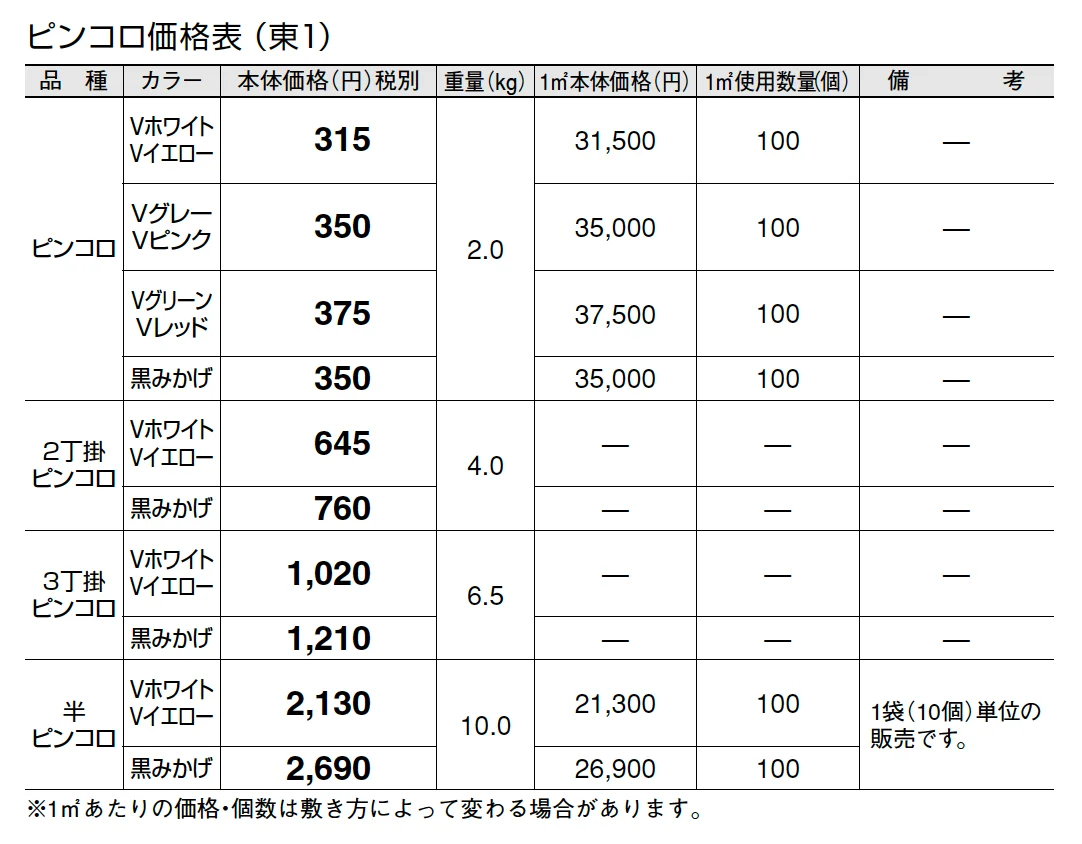 ピンコロ/2・3丁掛ピンコロ【2024年版】_価格_1
