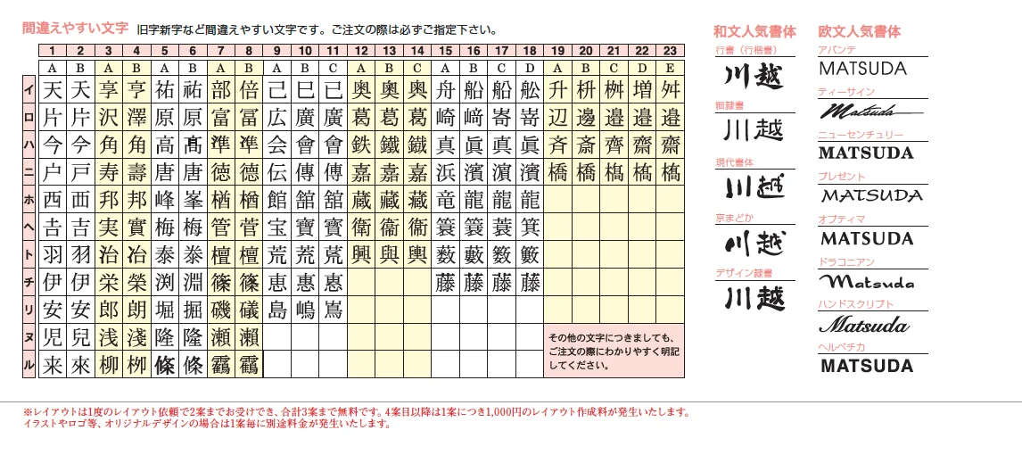 ゆとり 表札 書体見本-22