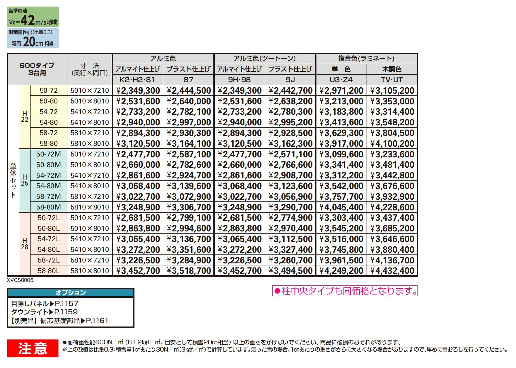 プレーンルーフ 600タイプ 3台用 (単体/単体 柱中央タイプ)【2025年版】_価格_1