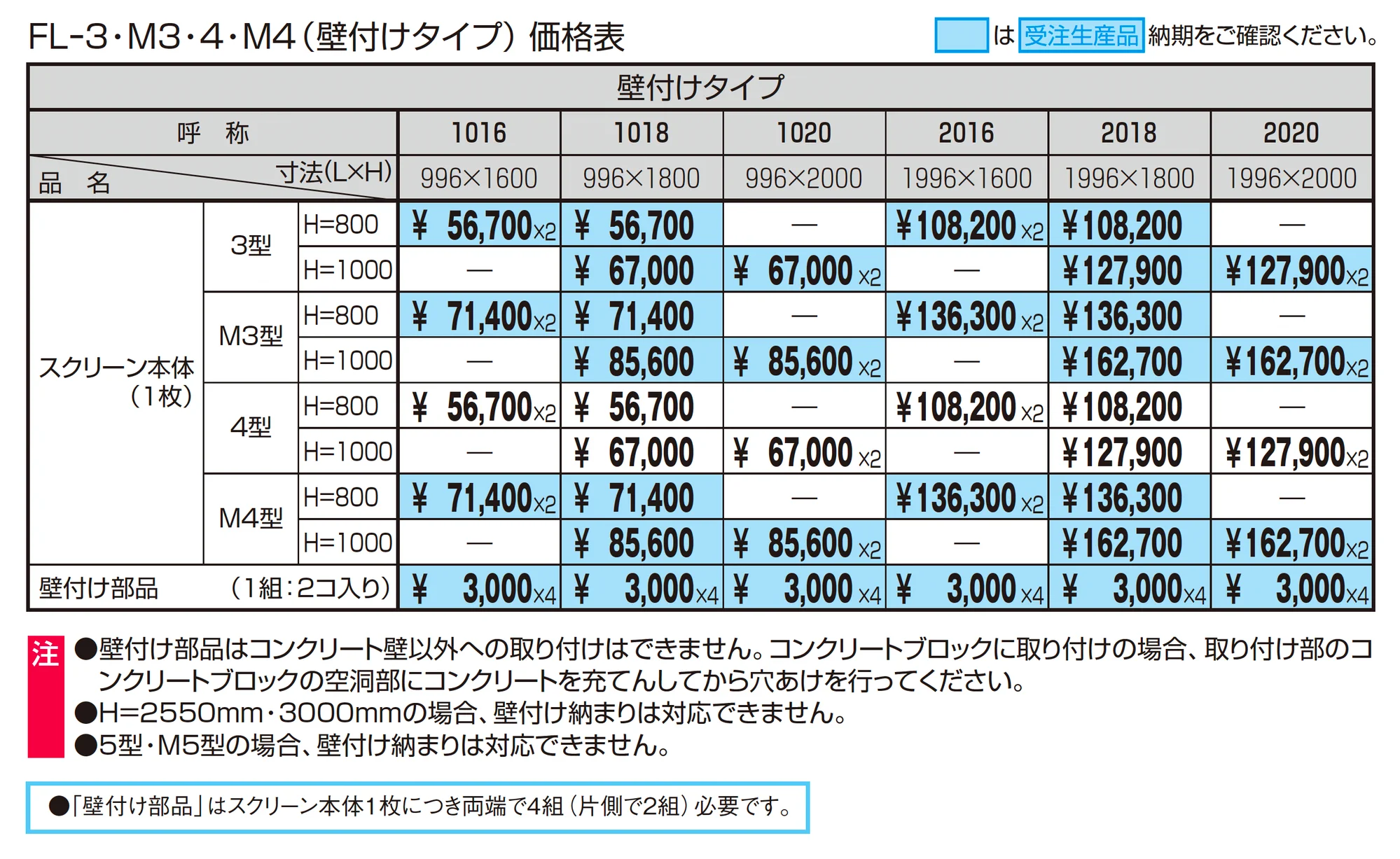 エルファード片面タイプM4型_価格_2