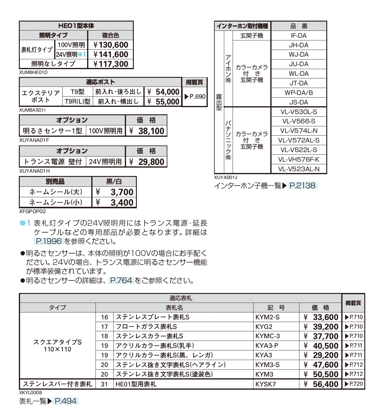 ルシアス ポストユニット HE01型_価格_2