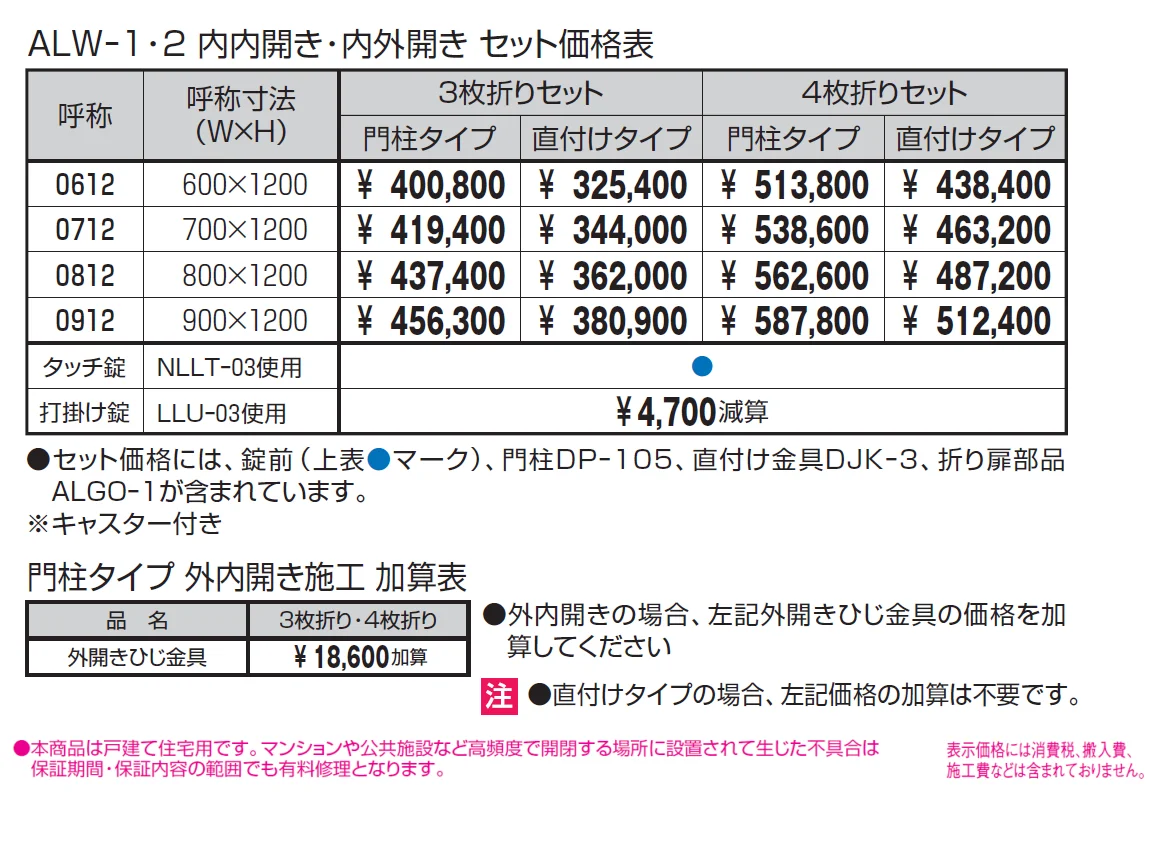 折り扉一覧 美流1・2型【2024年版】_価格_1