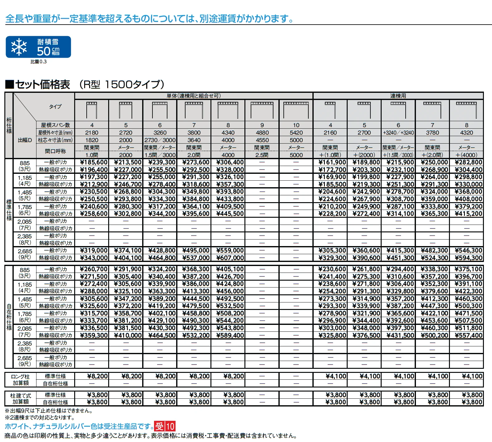 テラスVS R型 ビューステージ/Hスタイル屋根タイプ_価格_2