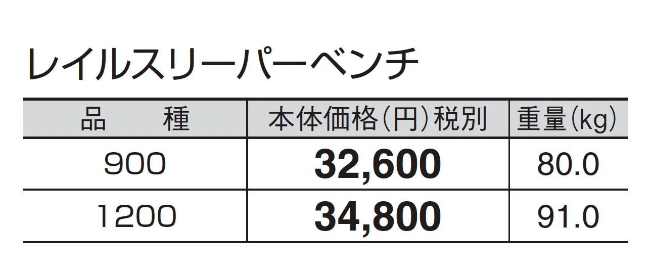 レイルスリーパーベンチ_価格_1