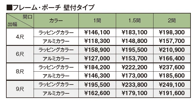 ポーチガーデン®︎ フレーム・ポーチ®︎(壁付タイプ)【2024年版】_価格_1
