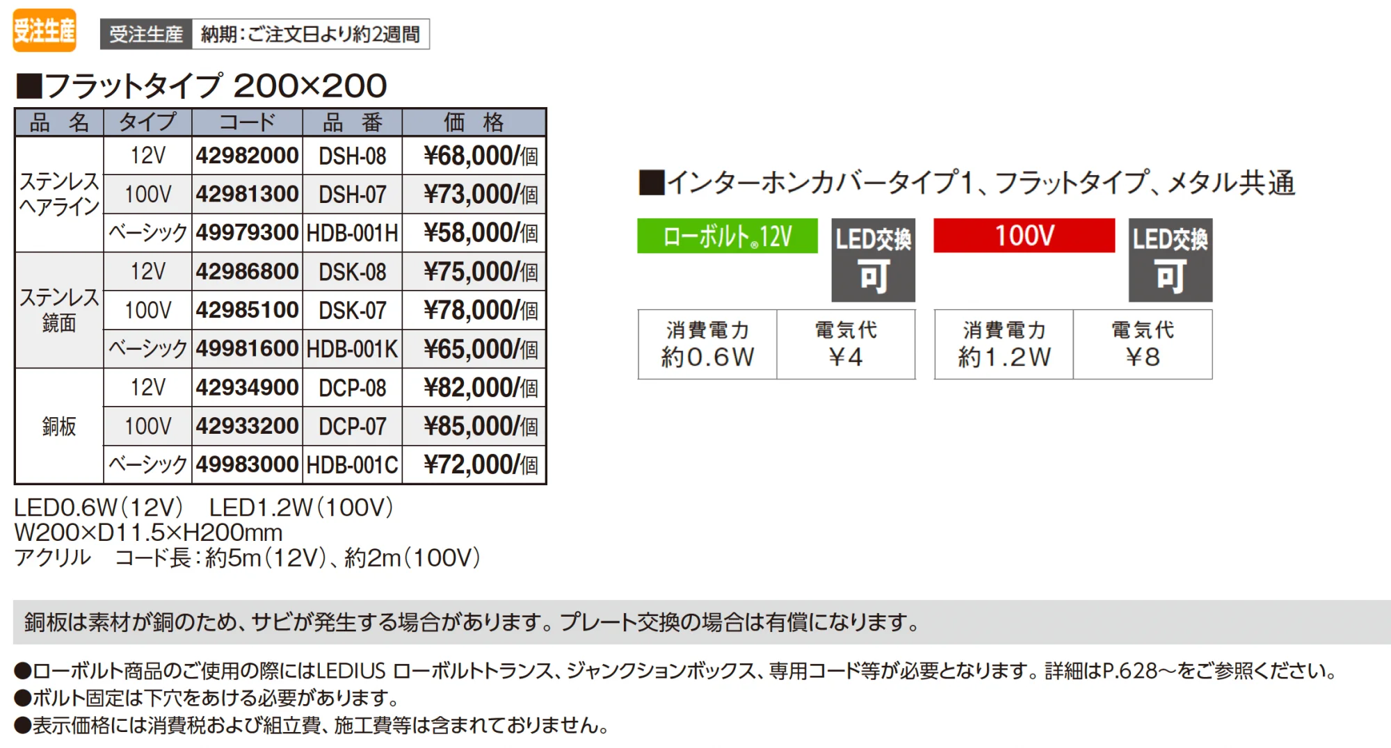 フラットタイプ 200×200【2025年版】_価格_1