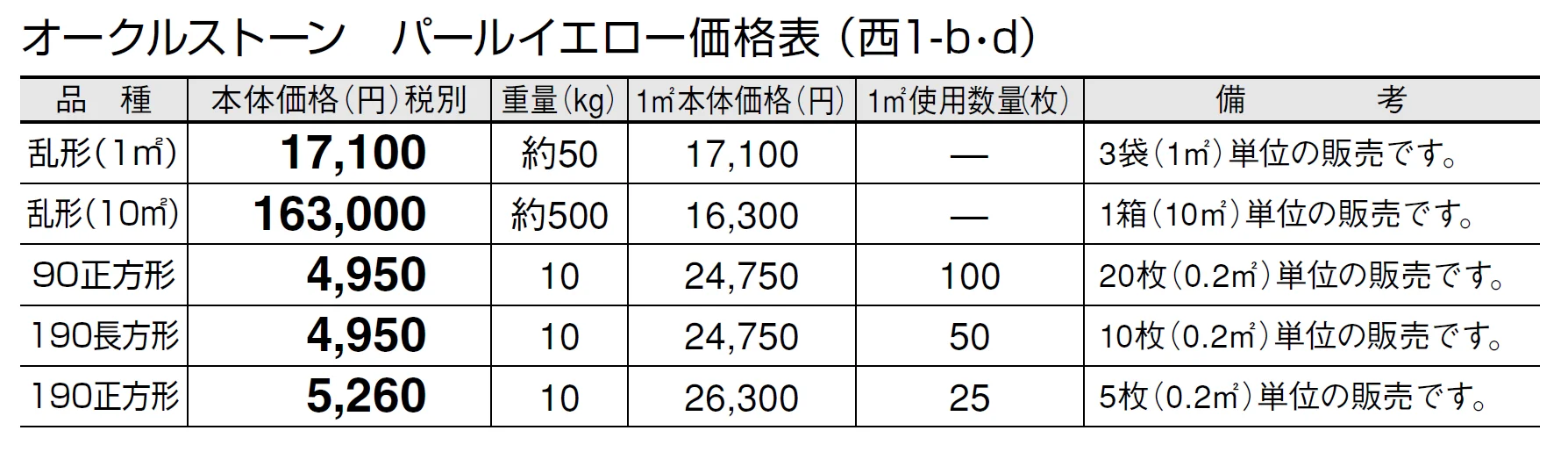 オークルストーン パールイエロー【2024年版】_価格_4