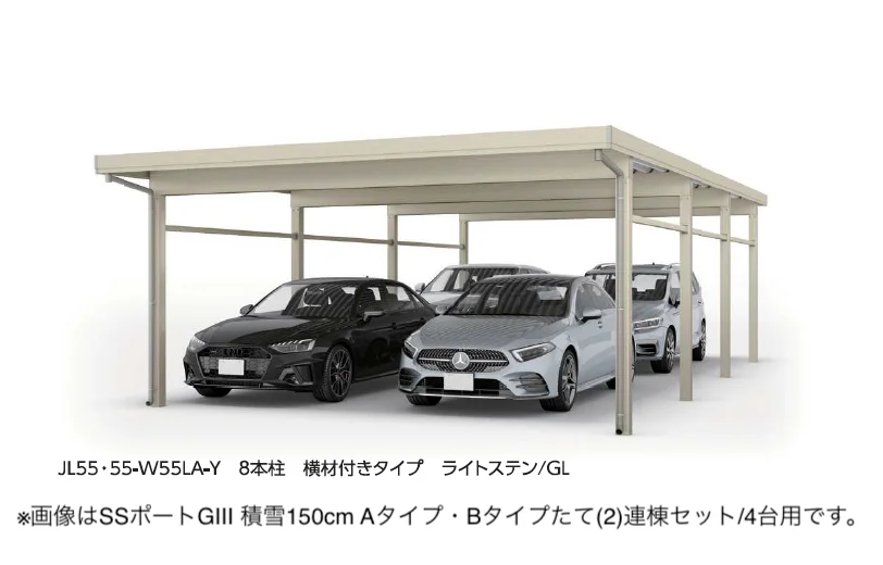 大仙の「SSポートGⅢ 積雪150cm 横(2)・たて(2)連棟セット/6台用【2025年版】」