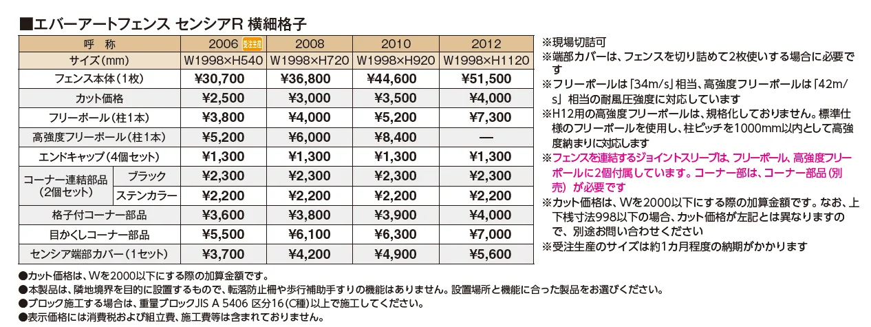 エバーアート®︎フェンス センシアR 横パネル 横細格子【2024年版】_価格_1