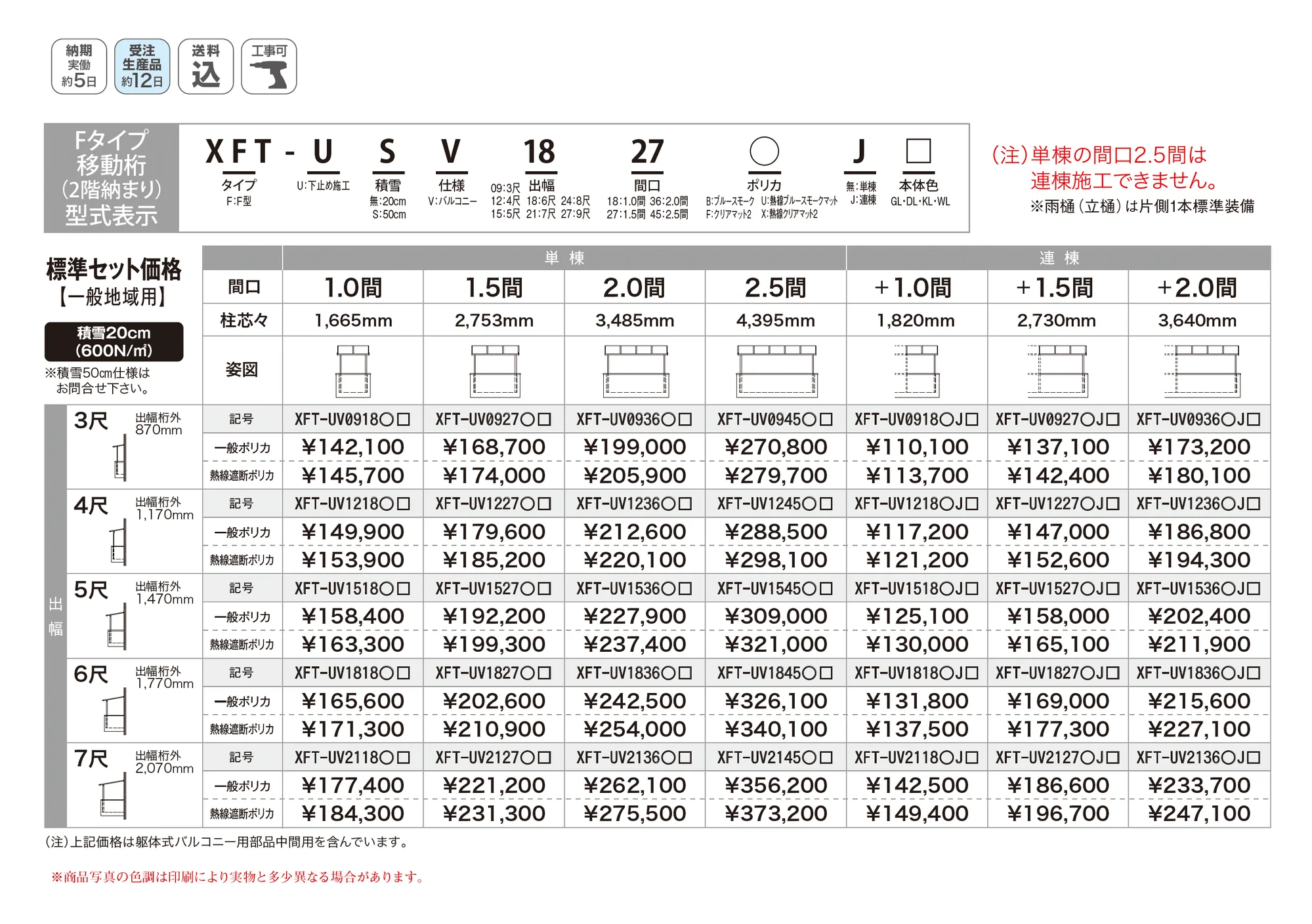 ゆとりテラスⅢ Ｆタイプ 移動桁2階納まり_価格_1