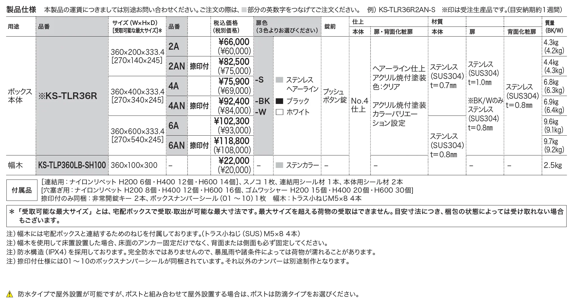 Nasta Box プチ宅 背面化粧タイプ W360_価格_1