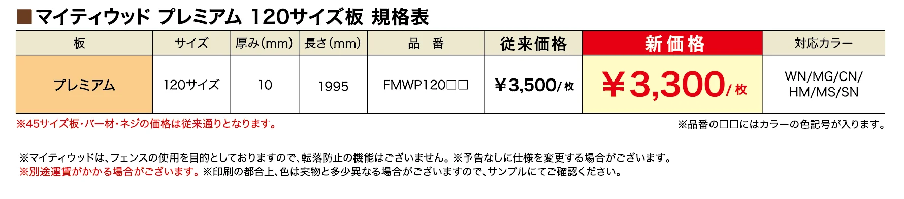 プライスダウン（アルミ柱・マイティウッド プレミアム120板）【2023年版】_価格_1